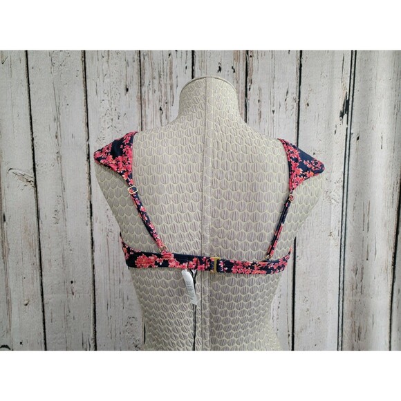 * Women's XL We Wore What Pink Navy Flower Bikini Top Swimsuit Retro Suit NEW WT - Picture 4 of 8